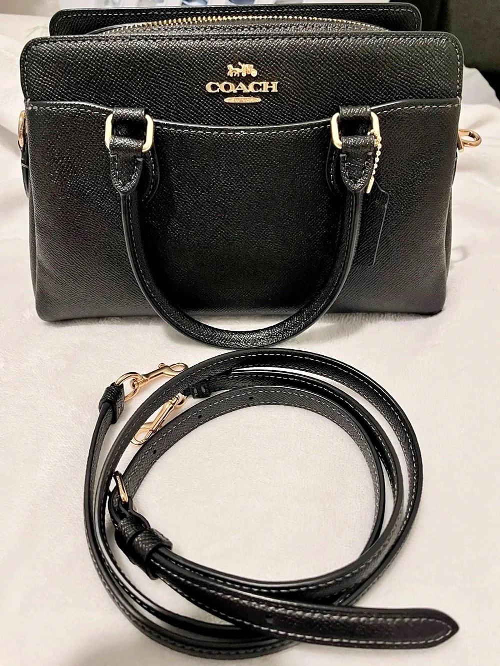 Coach Mini Sierra Satchel in Crossgrain Leather Black F37217